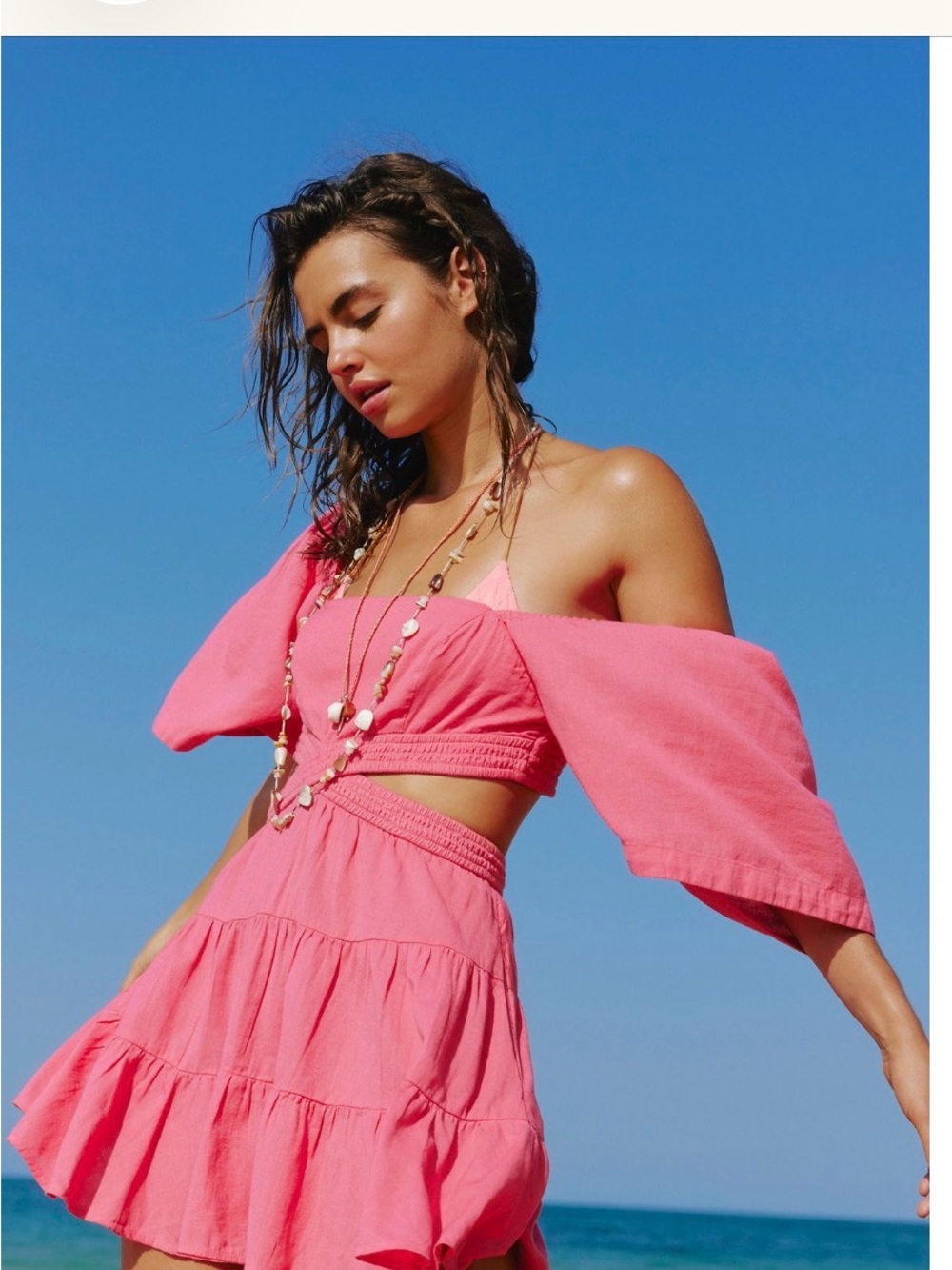 Free People Cross of Sunlight Mini Dress in Camellia size XS